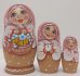 Матрешка Лиза с цыплятами розово-бежевая 3м11