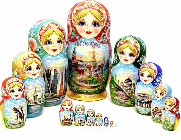 ОБЛОЖКИ ДЛЯ ПАСПОРТА (Алеф) Матрешка Москва разноцветная 15м 33см