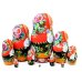 Матрешка Цветы (красный платок) 10м 25см