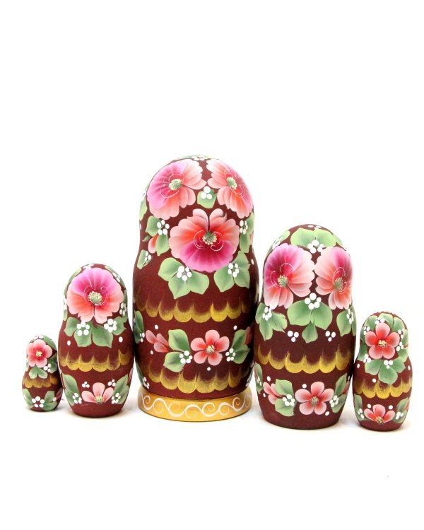 Матрешка Санкт-Петербург зима (коричневая) 17см 5м