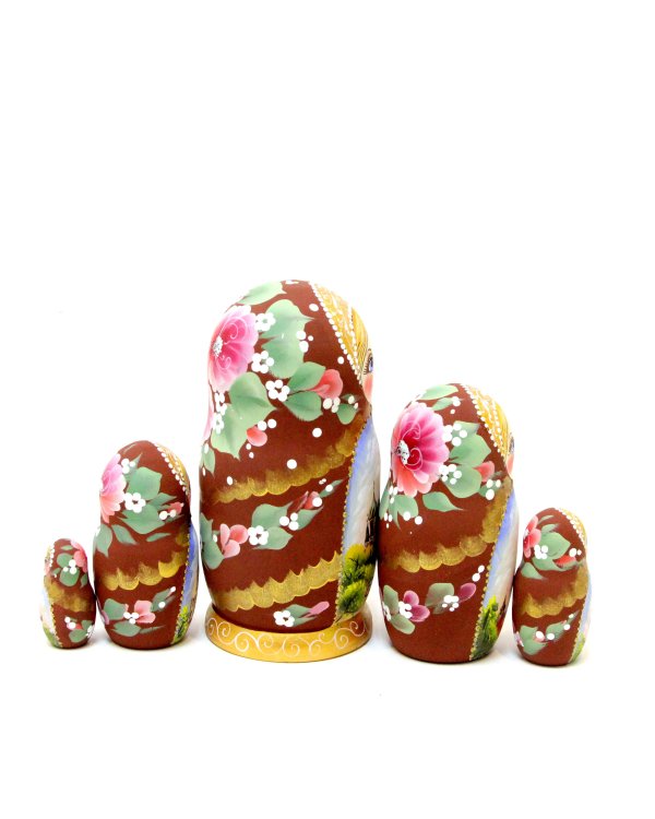 Матрешка Москва лето (коричневая) 17см 5м