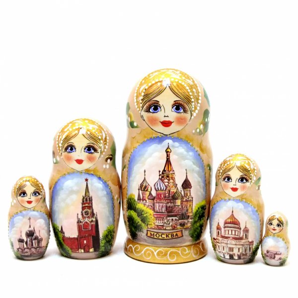 Матрешка Москва лето (бежевая) 17см 5м