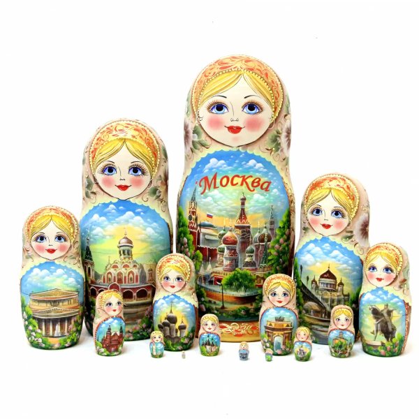 Матрешка Москва (бежевый платок) 15м33