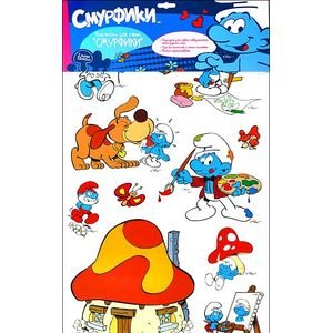 Наклейки для стен Наклейки для стен.Двойная.Смурфики(62х38)