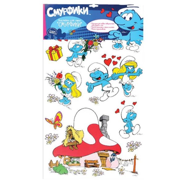 Наклейки для стен Наклейки для стен.Двойная.Смурфики(62х38)