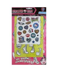 Monster High (арт.21094).Блестящие наклейки,наклейки-раскраски,раскраска
