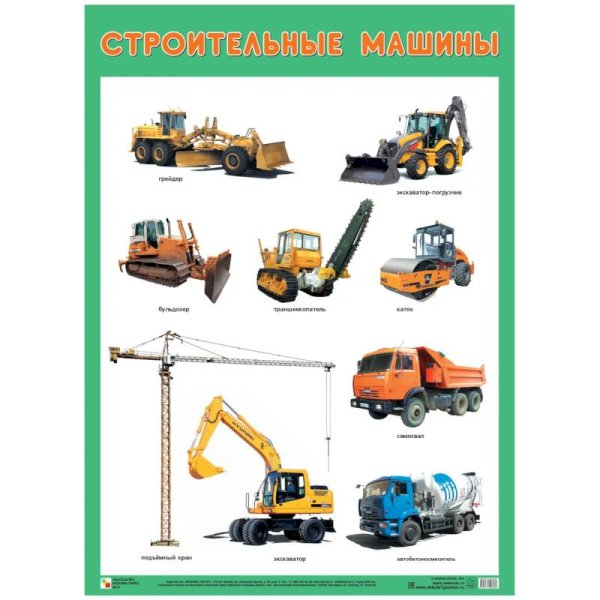 Развивающие плакаты Строительные машины