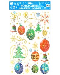 Новогодние наклейки на окна (многоразовые,в ассортименте)