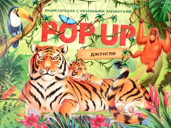 Обложка книги «Джунгли: книжка-панорамка. Энциклопедия с объемными элементами» — None, ISBN 9785001347323