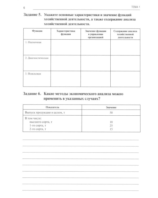 Анализ финансово-хозяйственной деятельности. Тетрадь-практикум