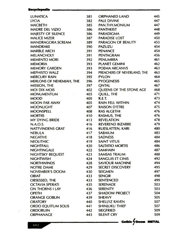 Энциклопедия Gothic Doom Metal