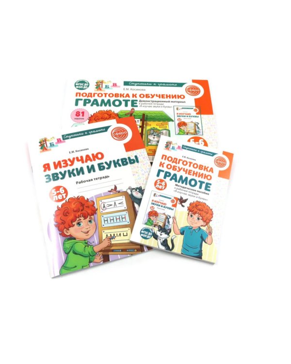 Подготовка к обучению грамоте детей 5-6 лет: рабочая тетрадь, демонстрационный материал и методическое пособие (комплект из 3-х книг)