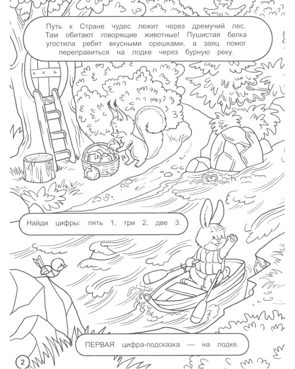 Найди цифры. Раскраска-квест. Страна чудес