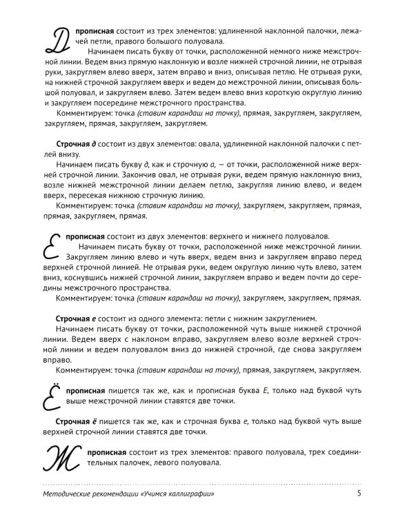 Учимся Каллиграфии. Образцы написания БУКВ (32 картинки А4 в картонной папке + методические рекомендации)
