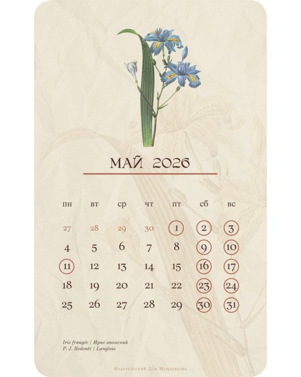 Календарь 2026. На языке цветов (набор из 6 карточек + деревянная подставка)