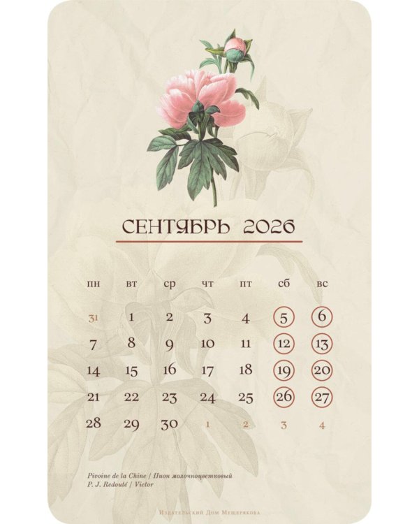 Календарь 2026. На языке цветов (набор из 6 карточек + деревянная подставка)