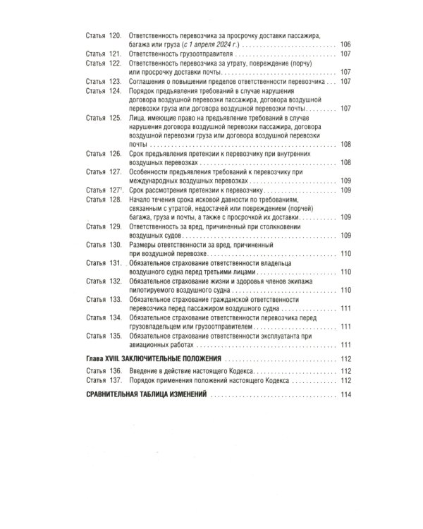 Воздушный кодекс РФ (по сост. на 01.10.23 + сравнительная таблица изменений)
