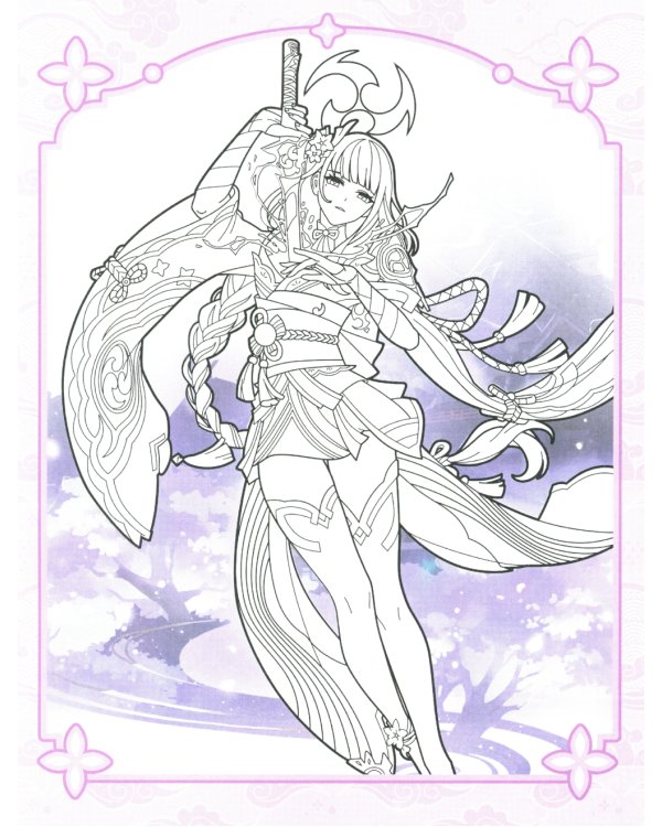 Genshin Impact. Раскраска по образцу (оранжевая)