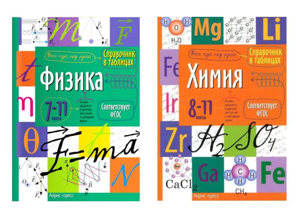Справочник в таблицах. Физика. Химия. 7-11 кл. (комплект из 2-х книг)