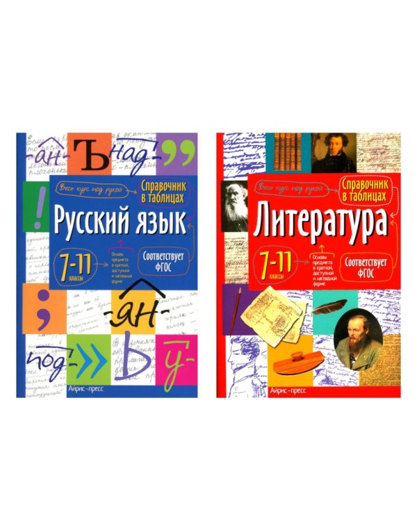 Справочник в таблицах. Русский язык. Литература. 7-11 кл. (комплект из 2-х книг)