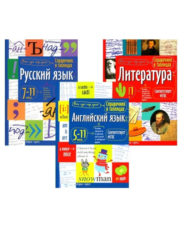 Справочник в таблицах. Русский язык. Литература. Английский язык. 7-11 кл. (комплект из 3-х книг)
