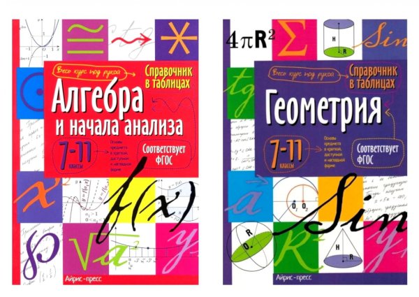 Справочник в таблицах. Алгебра и начала анализа. Геометрия. 7-11 кл. (комплект из 2-х книг)