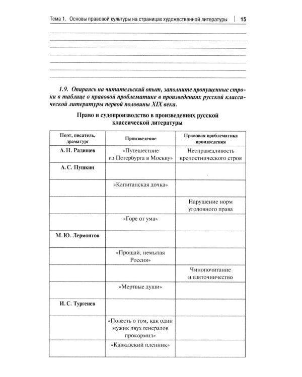 Русская литература второй половины XIX-XX вв. и право: Практикум. В 2 ч. Ч. 1: Вторая половина XIX в
