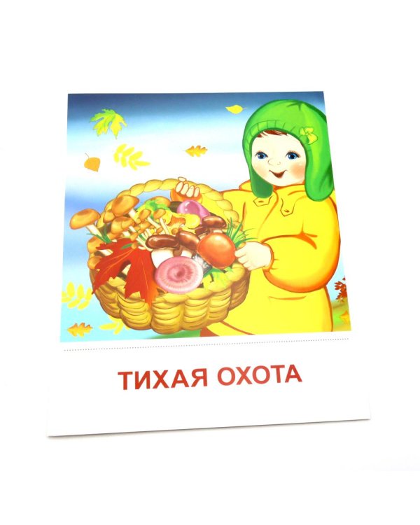 Времена года. Осень. 8 демонстрационных картинок с текстом на обороте