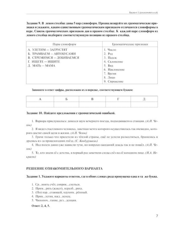 Материалы для подготовки к вступительным экзаменам по Русскому языку в 9-й класс Лицея НИУ ВШЭ