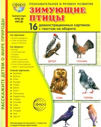 Зимующие птицы. 16 демонстрационных картинок с текстом на обороте