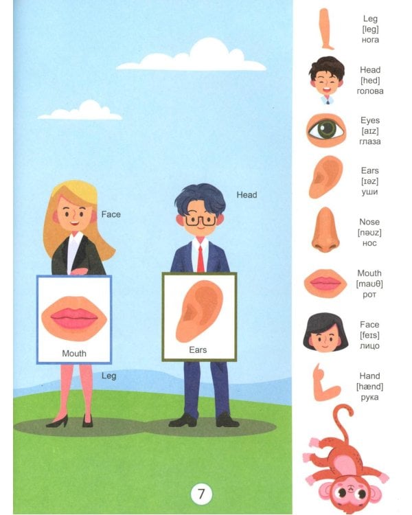 Английский словарь и карточки с обезьянкой Миа