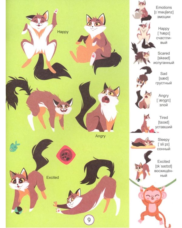 Английский словарь и карточки с обезьянкой Миа