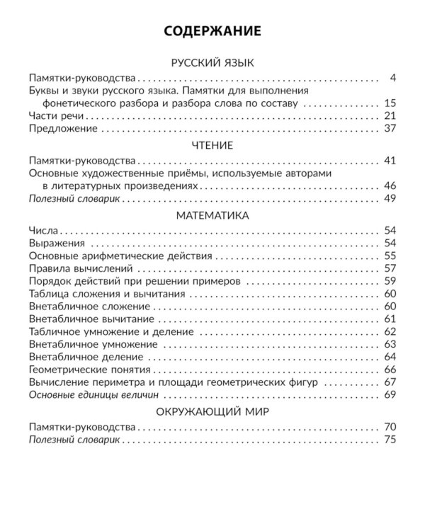 Памятки для учащихся 1- 4 кл: Русский язык. Чтение. Математика. Окружающий мир (тетрадь-репетитор)