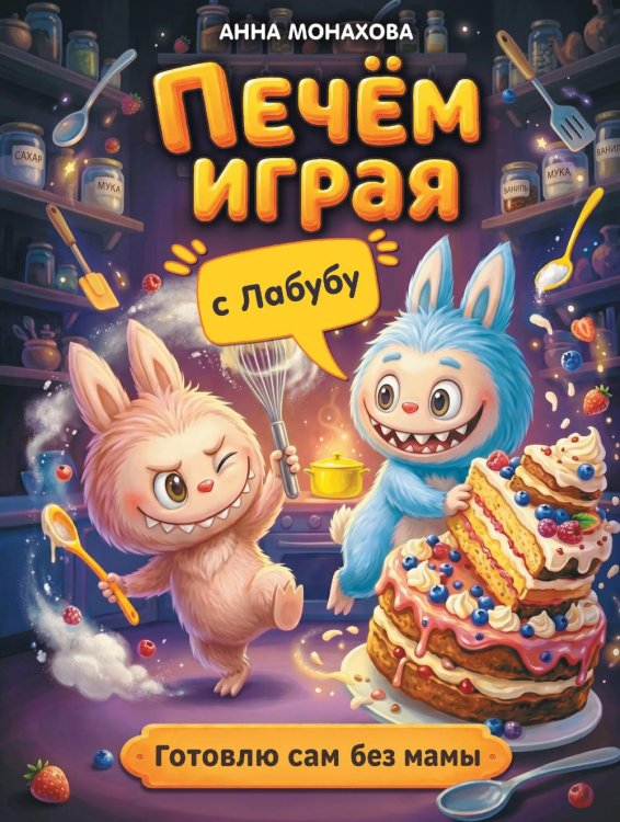 Обложка книги «Печем играя с Лабубу. Готовлю сам без мамы» — Монахова Анна, ISBN 9785908085809