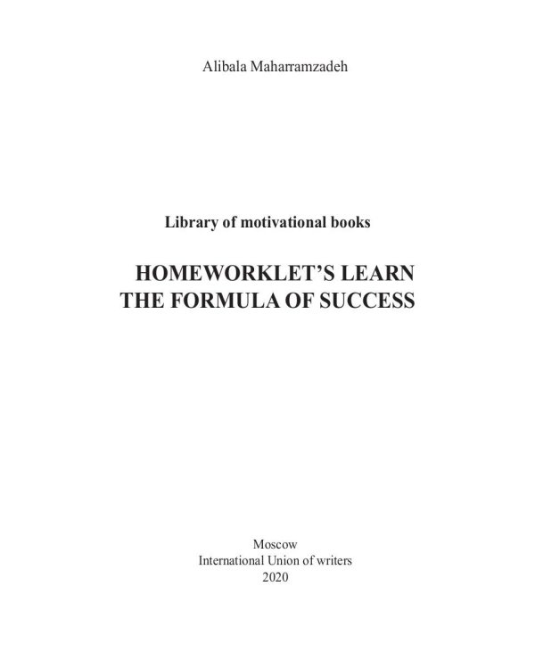 Homework Let’s Learn the Formula Of Success