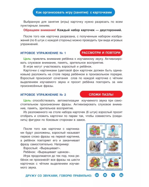 Дружу со звуками говорю правильно! Ш  Ж  Щ  Ч. Комплект логопедических игровых карточек для автоматизации звуков в сочетаниях слов (192 карточки)