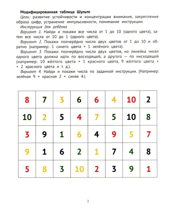 Таблицы для развития внимания, памяти и усидчивости у детей 4-6 лет