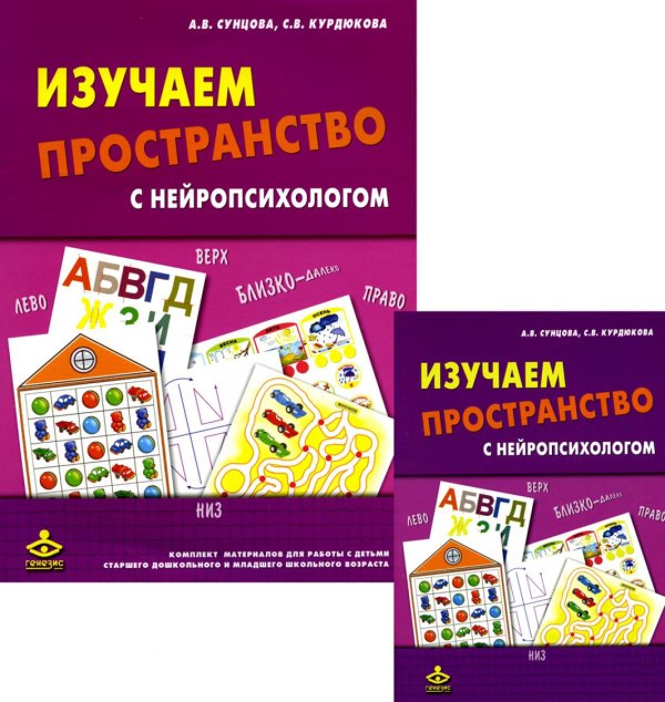 Изучаем пространство с нейропсихологом. Комплект материалов для работы с детьми старшего дошкольного и младшего школьного возраста. Методическое пособие + карточки