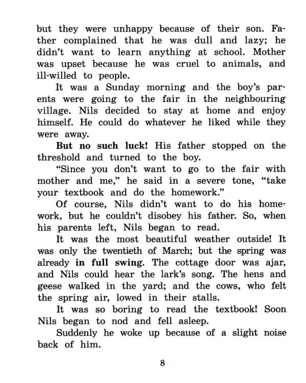 Путешествие Нильса с дикими гусями. Книга для чтения на англ.языке.  5-е изд