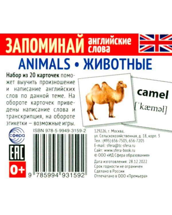 Запоминай английские слова. Комплект мини-карточек для изучения английского языка