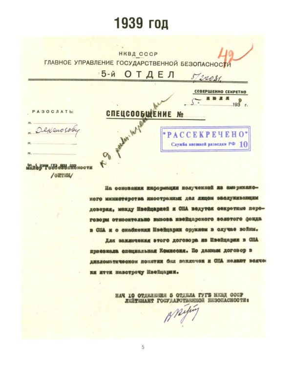 Рассекреченные материалы из архива Службы внешней разведки Российской Федерации 1939-1945 гг. К 80-летию Победы в Великой Отечественной войне
