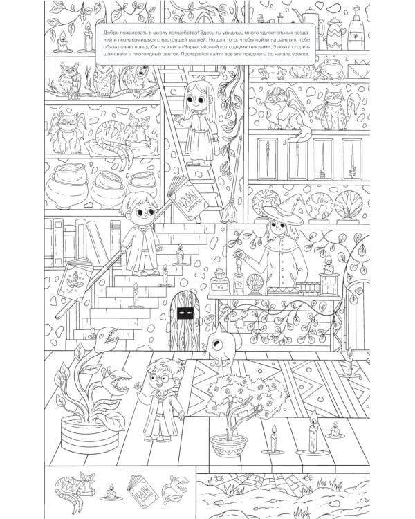 В школе волшебства. Самый большой виммельбух. Раскрашиваем и играем