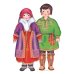 Костюмы народов России (10 народов, 20 костюмов): Комплект вырубных мини-плакатов со скотчем