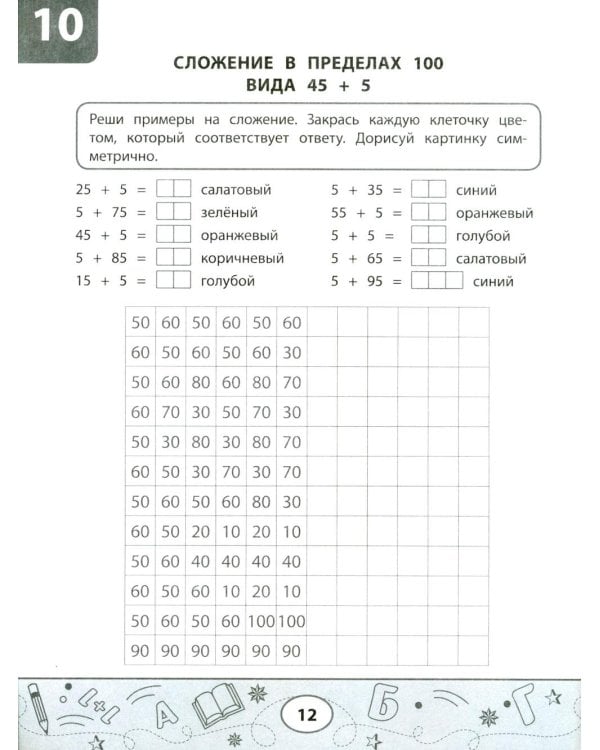 Математические тесты-раскраски: сложение и вычитание