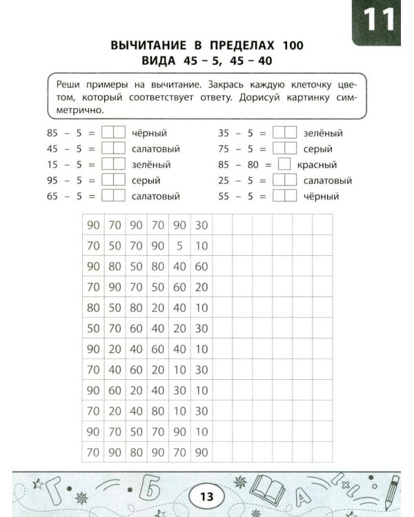 Математические тесты-раскраски: сложение и вычитание