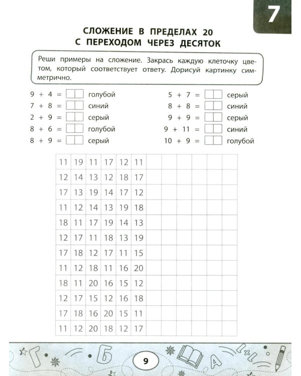 Математические тесты-раскраски: сложение и вычитание