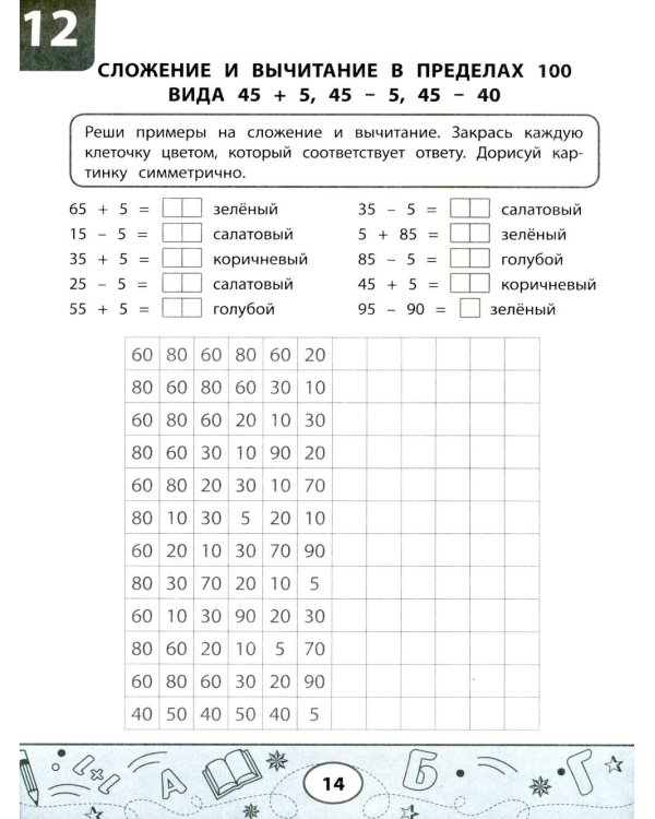 Математические тесты-раскраски: сложение и вычитание