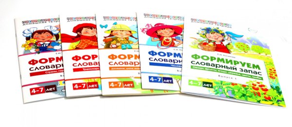 Домашняя логопедическая тетрадь Формируем словарный запас (комплект из 5-ти логопедических тетрадей)