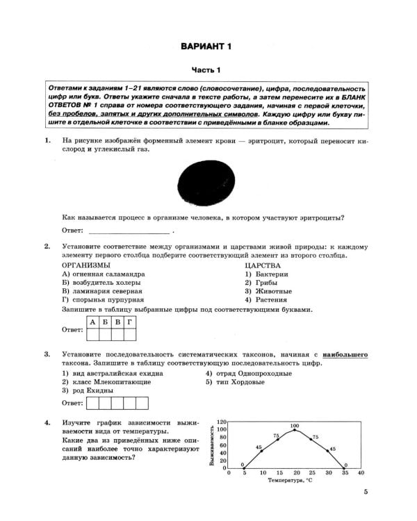 ОГЭ 2026. Биология. 15 вариантов. Типовые варианты экзаменационных заданий