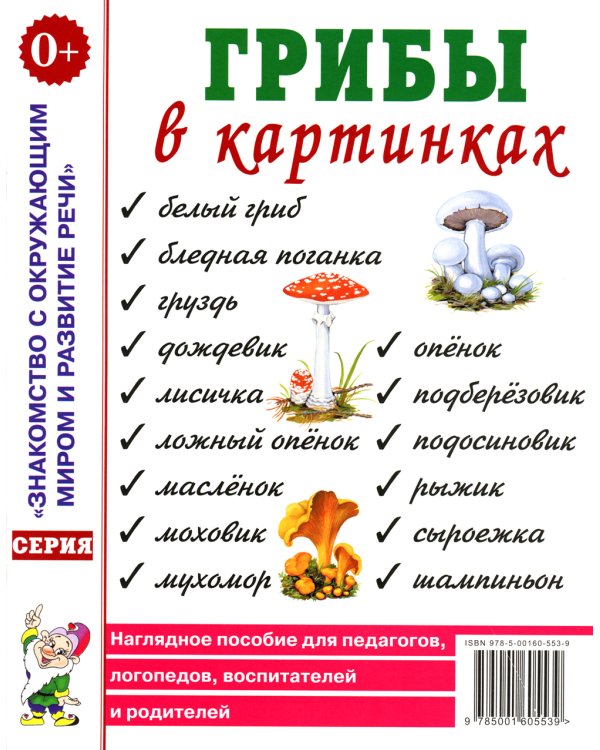 Грибы в картинках. Наглядное пособие для воспитателей, логопедов, педагогов, родителей. А4